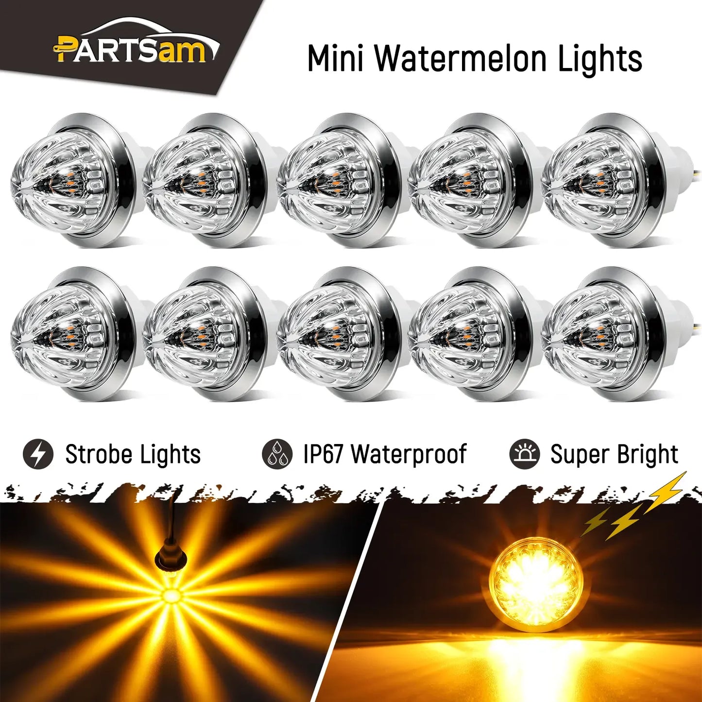 10Pcs 3/4 Inch LED Watermelon Marker Lights