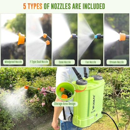 80PSI Electric Garden Backpack Sprayer with Telescopic Wand & 5 Nozzles