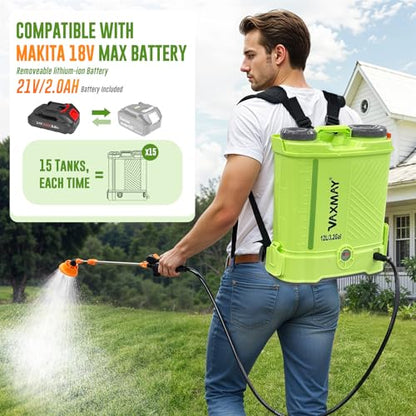 80PSI Electric Garden Backpack Sprayer with Telescopic Wand & 5 Nozzles