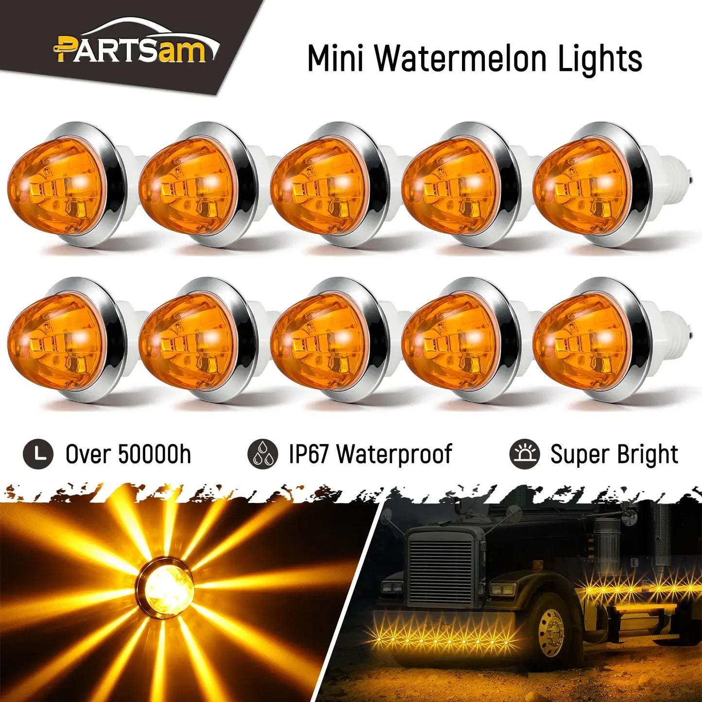 10Pcs 3/4 Inch LED Watermelon Marker Lights