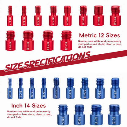 Nut Bolt Size Thread Gauge Tool with Storage Box