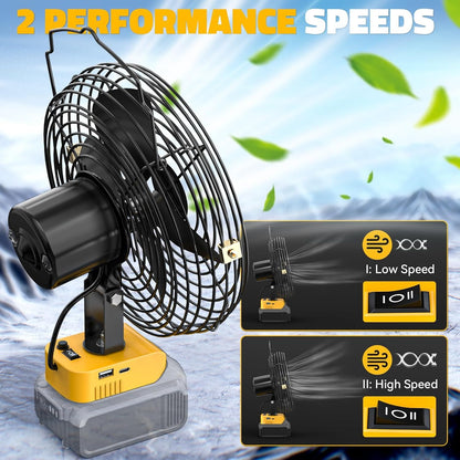 8 Inch Cordless Jobsite Fan for Dewalt Battery