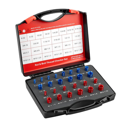 Nut Bolt Size Thread Gauge Tool with Storage Box