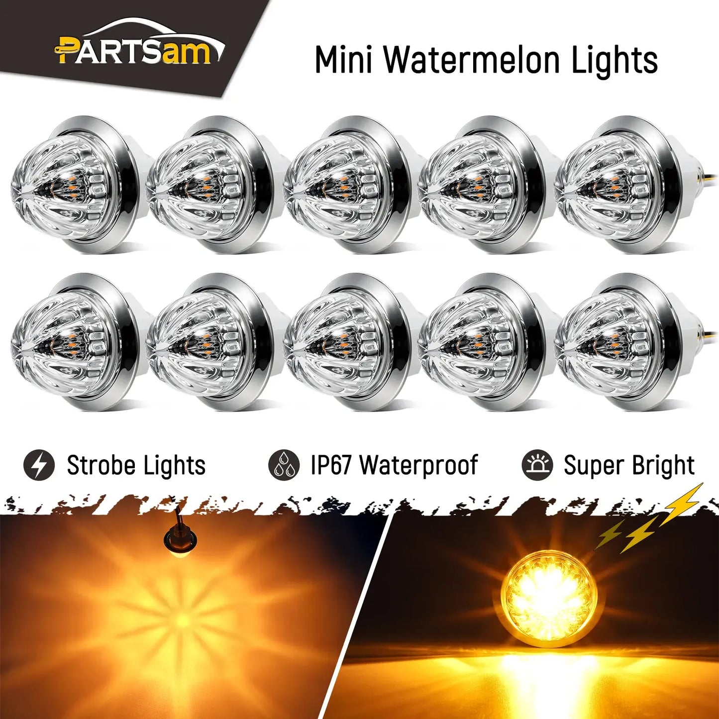 10Pcs 3/4 Inch LED Watermelon Marker Lights