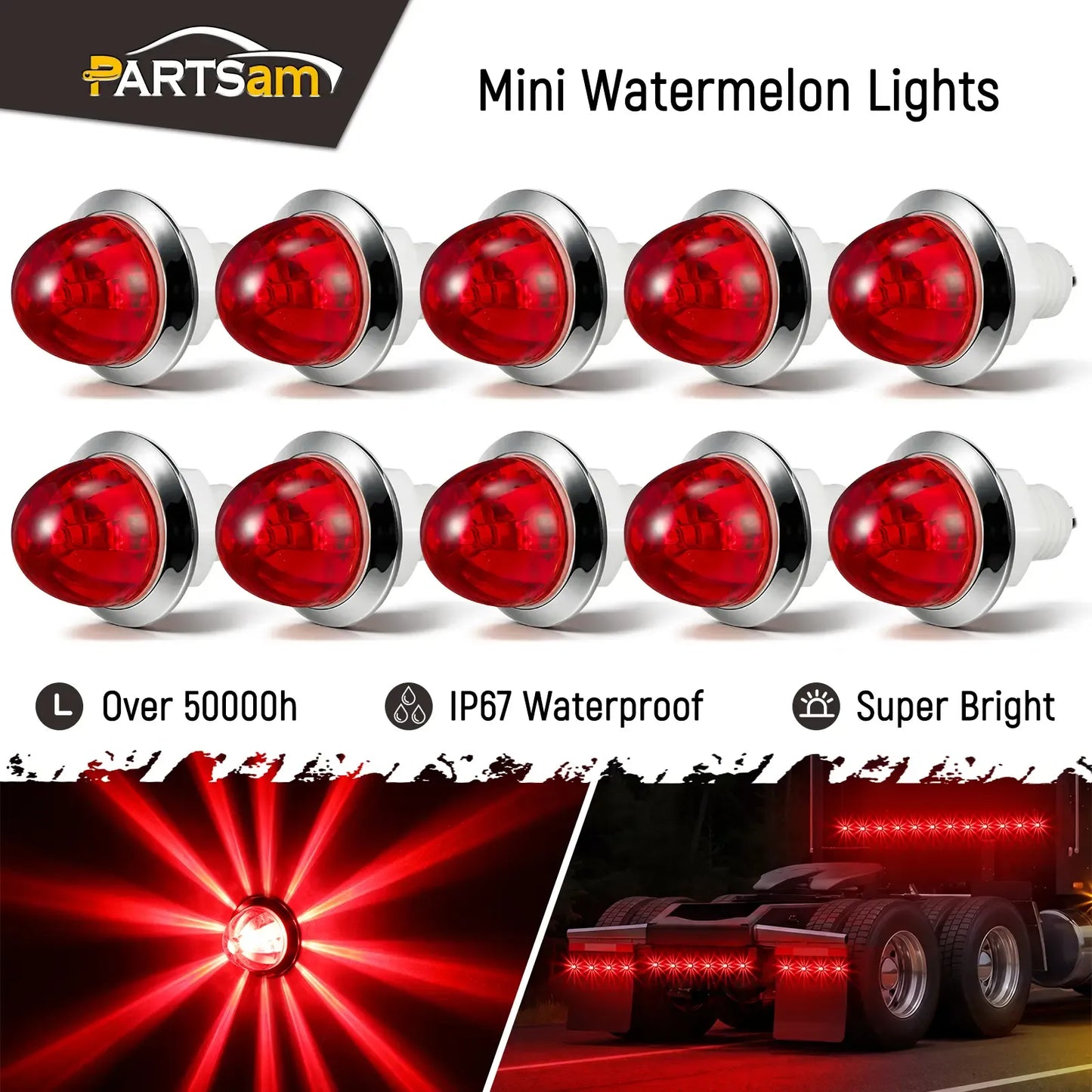 10Pcs 3/4 Inch LED Watermelon Marker Lights
