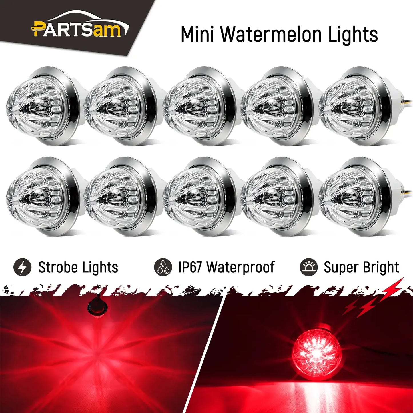 10Pcs 3/4 Inch LED Watermelon Marker Lights