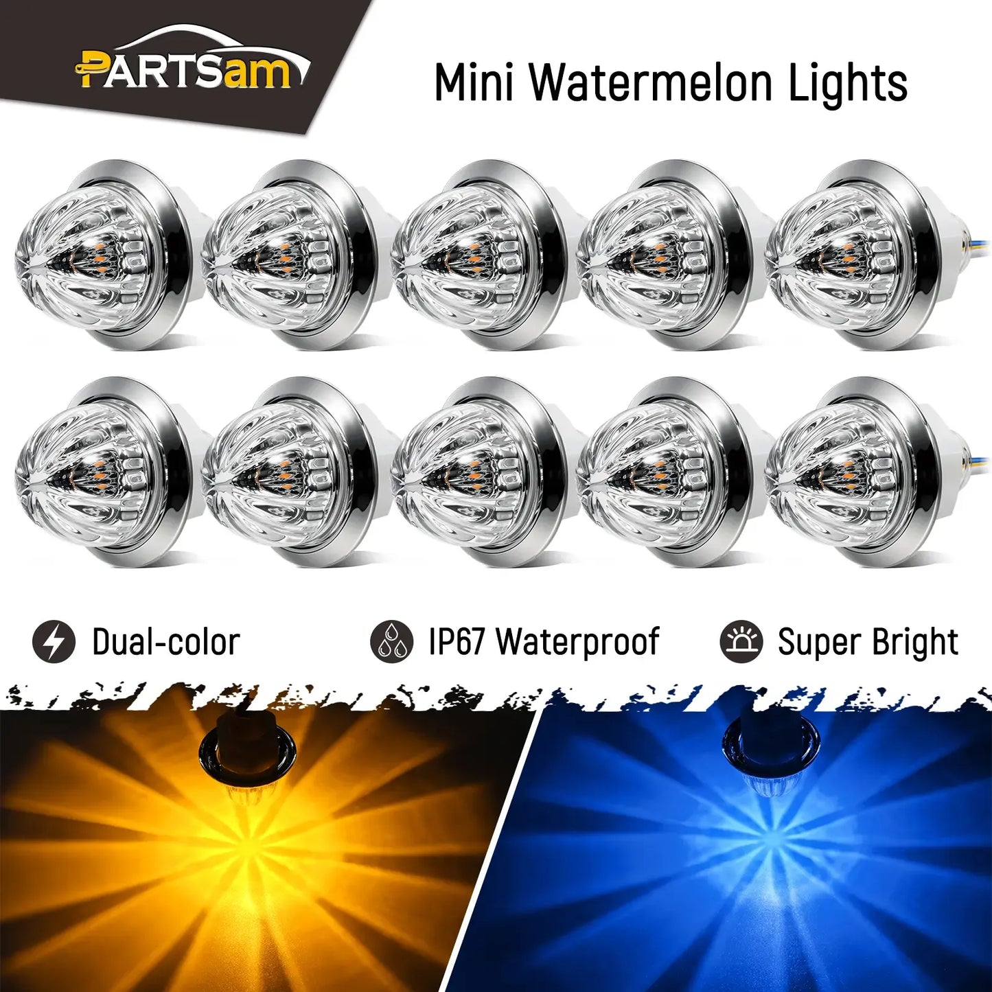 10Pcs 3/4 Inch LED Watermelon Marker Lights